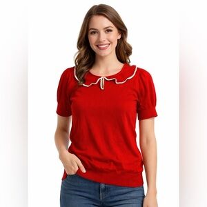 Anthropology Karen Walker Knit Sweater with Collar Women’s XS